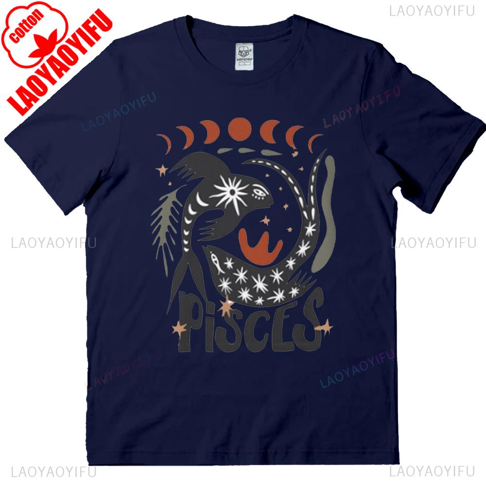 Pisces Tee Pisces Zodiac T-shirt Comfortable Personality Tops Birthday Unisex Tee High Quality Cotton Tops Graphic T-shirts