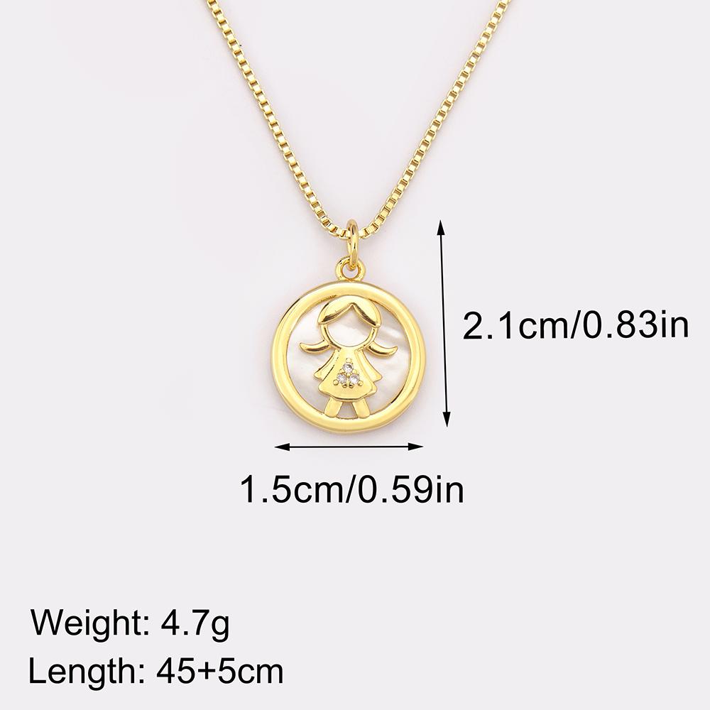 Natural Shell Circular Pendant Necklace, Paired With Copper Zircon, Suitable For Both Men And Women To Wear.