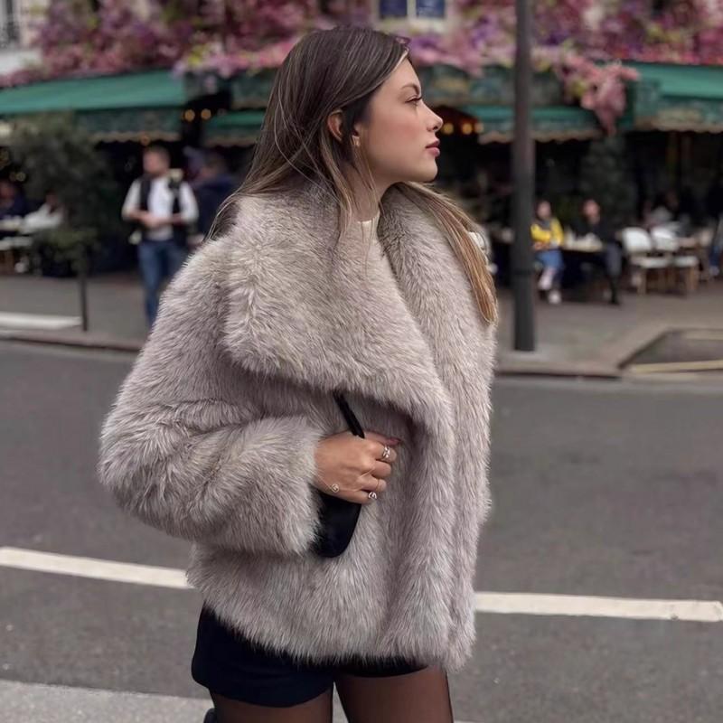 ZA Womens Thick Faux Fur Coat Winter Warm Fluffy Jacket Daily Wear