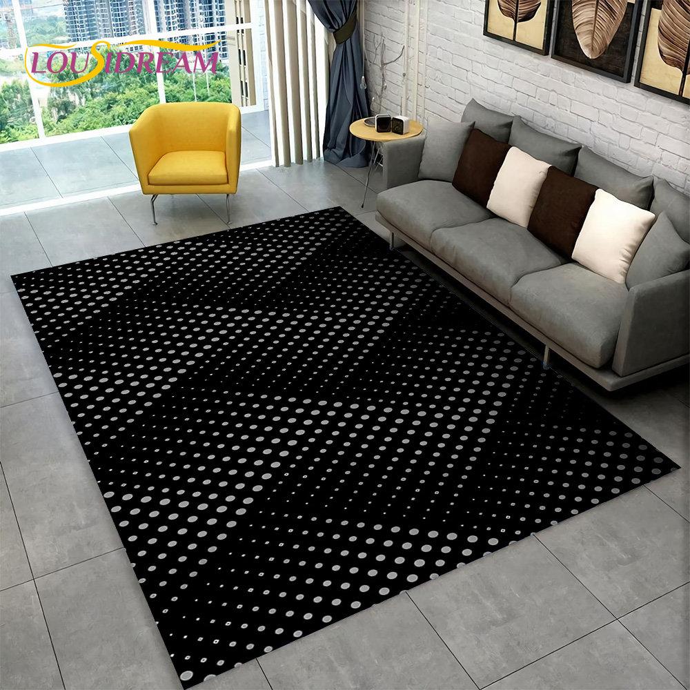 3D-Vortex-Illusionsteppich, abstrakter geometrischer optischer Teppich für Wohnzimmer, Schlafzimmer, Sofa, Fußmatte, Dekor, rutschfeste Bodenmatte