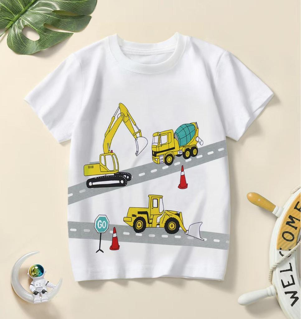 2024 Ocean Shark Boys' Cartoon Round Neck T-Shirt, Short Sleeve, Summer Collection