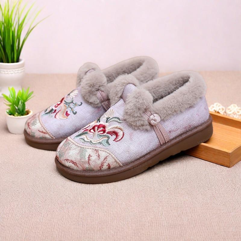 Women's Ethnic Cloth Shoes Warm Mother Shoes Cotton Shoes Piled Thickened Embroidered Shoes