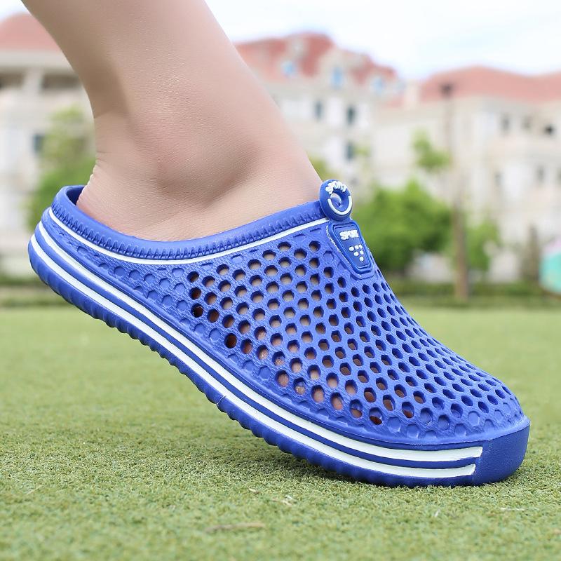 Summer Sandals Mesh Slippers Men's Casual Bird's Nest Cave Beach Shoes Gloves Lazy Half Slippers Large Size 407