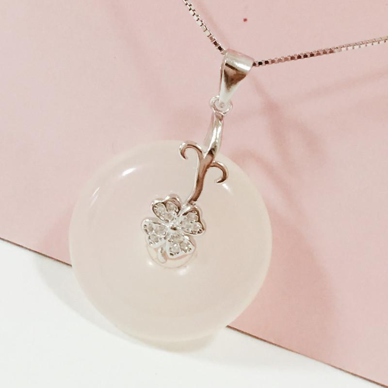 Ping An 925 Silver Four-Leaf Clover Pendant Clip.