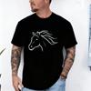 Minimal Horse Head Animal Riding Equestrian Men Women Gift Unisex Cotton TShirt Crew Neck Short Sleeve Casual Fashion Soft Tees
