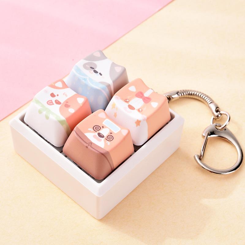 Cute Dog Squeeze Keychain Creative Stress Relief Fidget Pendant Mini Sensory Toy for Handbags Kids Party Gifts