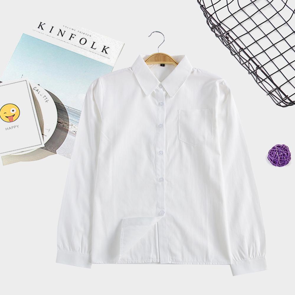 

Японская школьная форма JK, белая рубашка с длинным рукавом, с острым и квадратным воротником, непрозрачная L