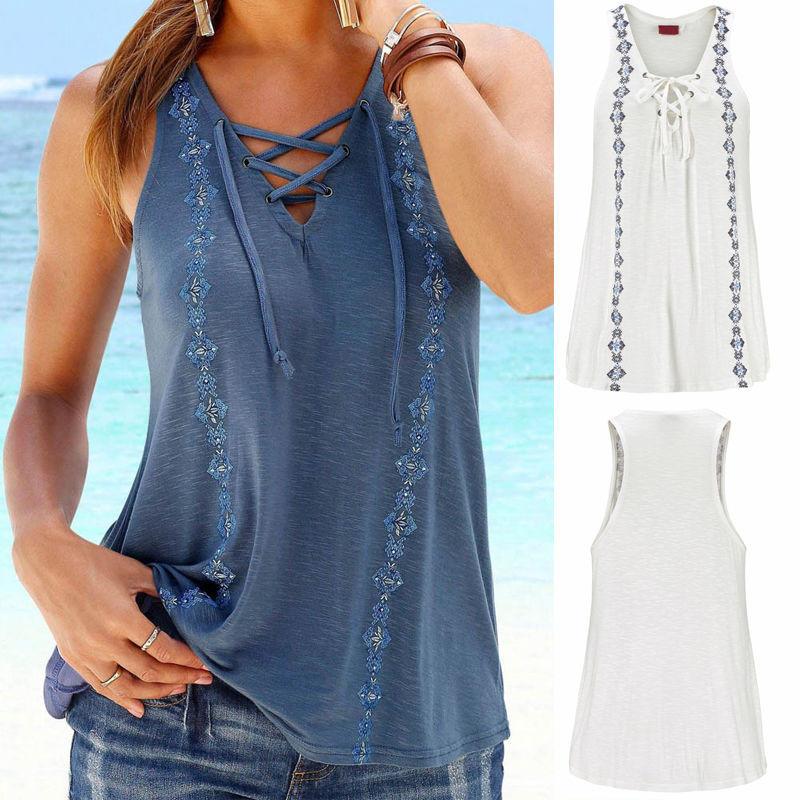 Summer Blouse Womens Tshirt Vneck Sleeveless Strapless Vest Shirt Overalls