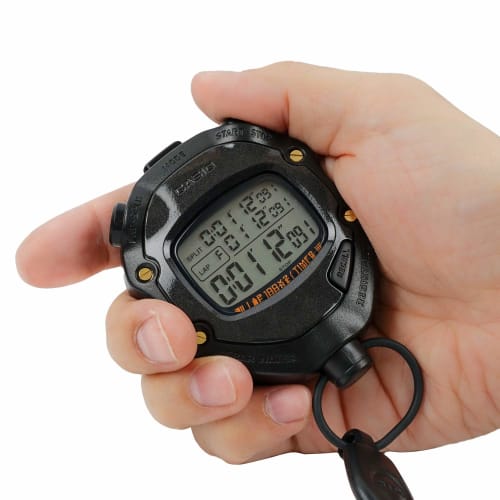 Casio Stopwatch for Soccer, Lap Time, Split Time, Dual Memory, 5 ATM Water Resistance, Silent Operation, Black, HS-80TW-1JH