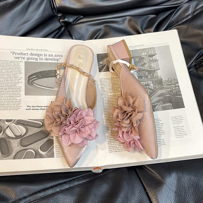 

Фея ветер леди без каблука ленивые тапочки весна и лето новые однопедальные остроносые на плоской подошве сумка с цветами полутапочки прилив 35