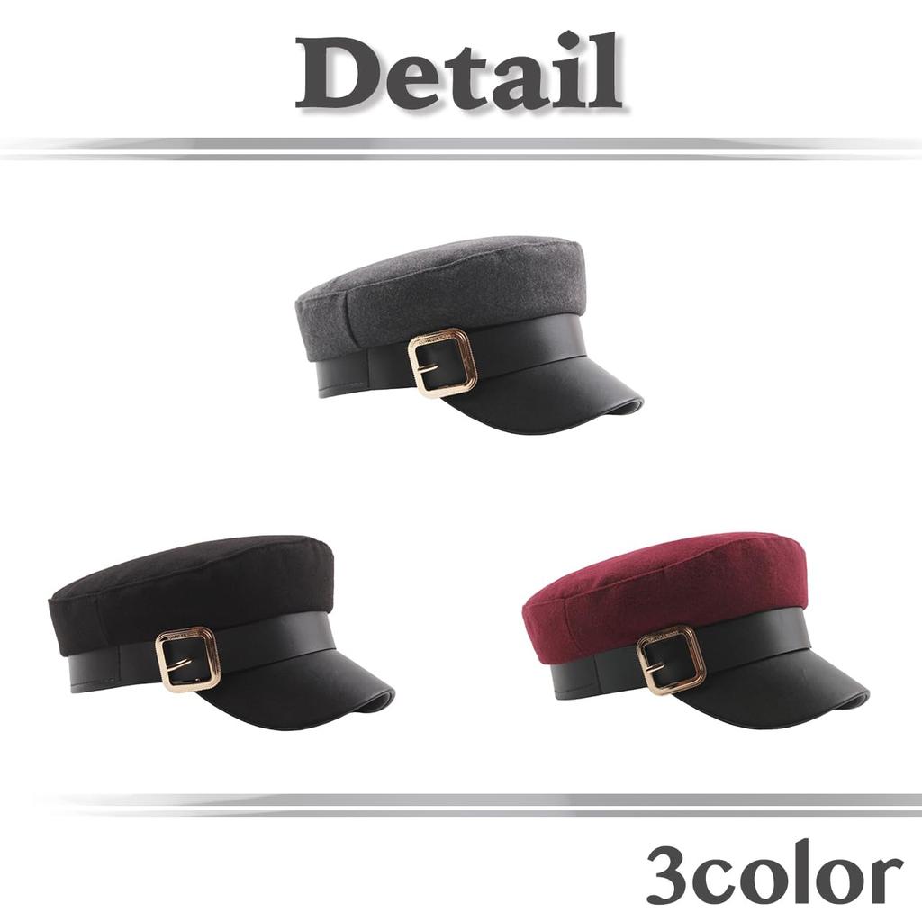 Marine Cap Wool Newsboy Cap Buckle Stylish Hat for Going Out Women Men CZ206 [White Fang] (Red)