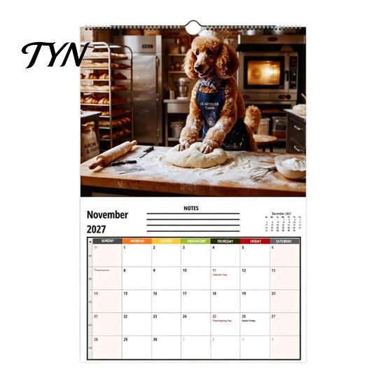 New Year Gift for Dog Lovers 2027 Funny Working Wall Calendar, Jan. 2027-Dec. 12 X Functional Memo Writing Pad 8 Inch Monthly Planner with Puppy