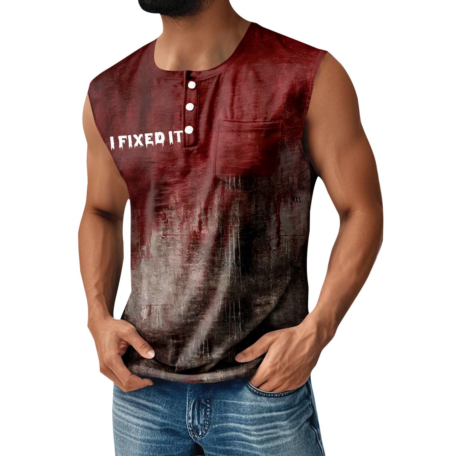 

Мужской спортивный жилет без рукавов с принтом на Хэллоуин, на пуговицах, с карманом L