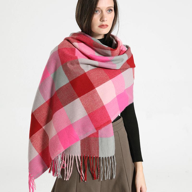 Luxury Plaid Scarf Winter Warm Cashmere Women Long Pashmina Foulard Female Scarves Lady Tassel Shawl Wraps  Design New