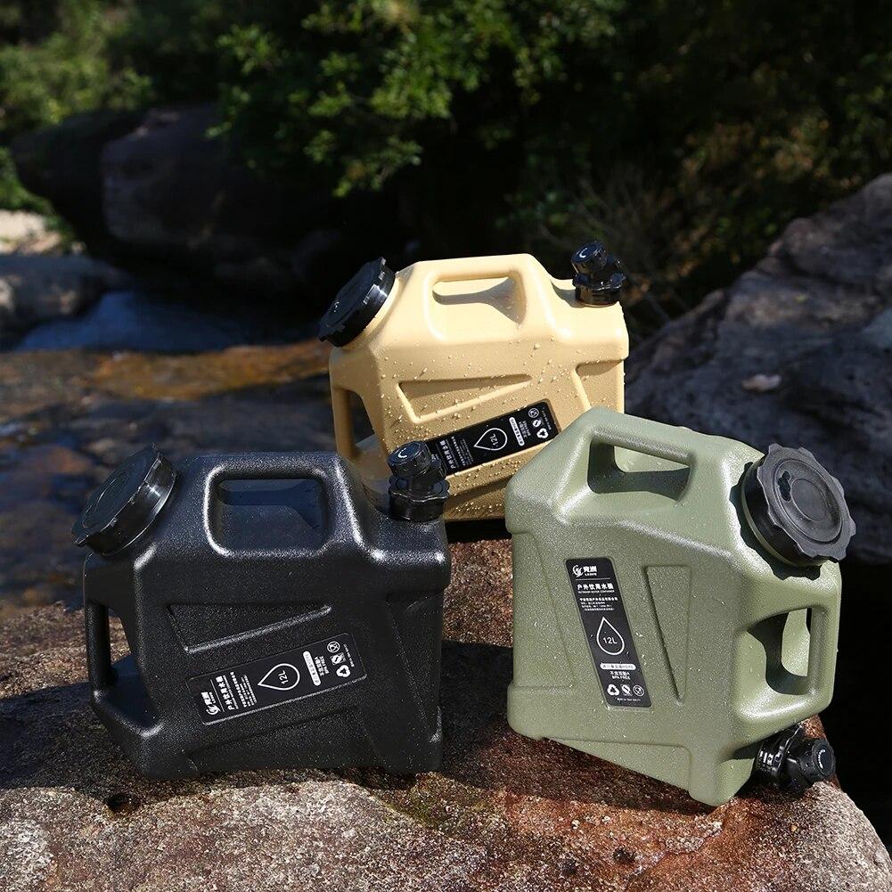 12L Camping Water Container Portable Outdoor Water Bucket Car Driving Water Tank With Faucet For Hiking Cooking Camping Supplies