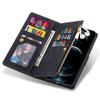 Applicable To iPhone17 Mobile Phone Leather Case 15plus Line Contrasting Color Card Zipper Wallet Portable Rope Protective Case