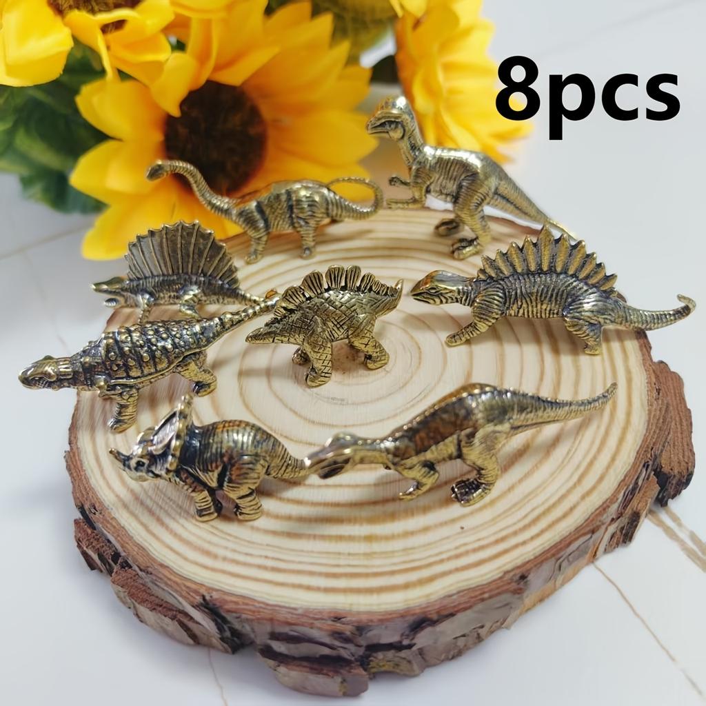 Miniature Antique Jurassic Brass Dinosaur Ornaments Figurines Bronze Dinosaur Statues Copper Mini Desktop Crafts Home Decor Gift