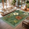 Fun Outdoor Tropical Rug Floral Leaf Carpet Hibiscus Area Rug Green Botanical Mat Porch Decor Rug Tropical Sunroom Rug