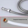 Explosion-proof Stainless Steel Handheld Shower Head with Large Double Buckle and Extended Transparent Hose
