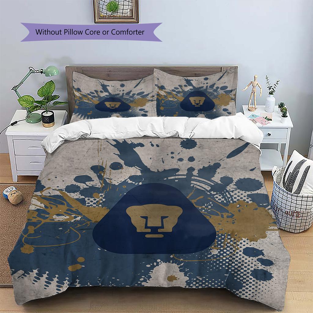 Pumas Football Team Pattern Bedding Quilt Set Home Decoration Gift (1 * duvet cover + 2 * pillowcase without core)