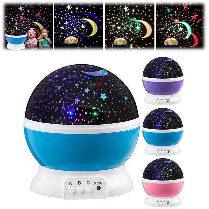 Night Starry Light Projector Star Sky Moon Lamp Kids Bedroom Lights Rotating Led