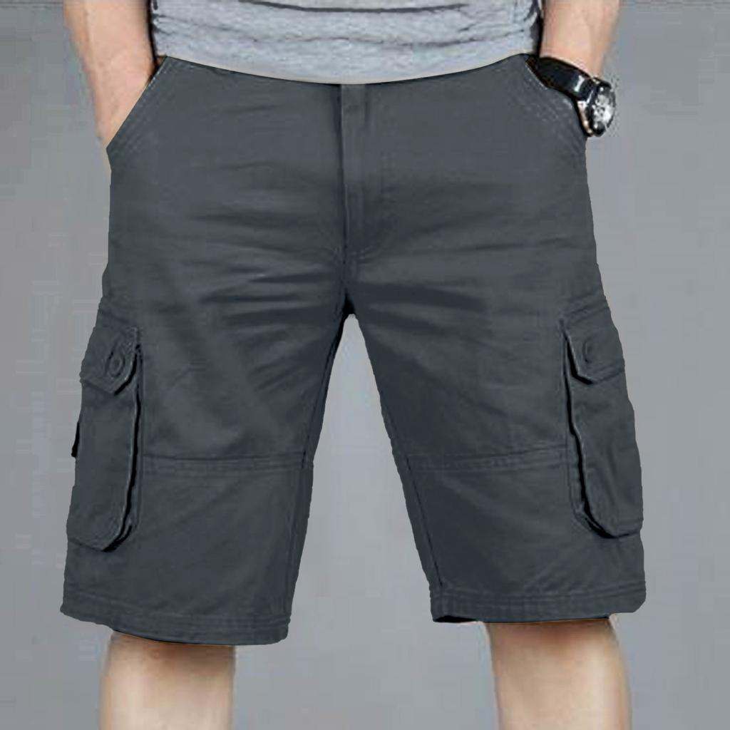 Men's OutdoorLoose Casual Pants Multi-Pocket Solid Color Cargo Shorts