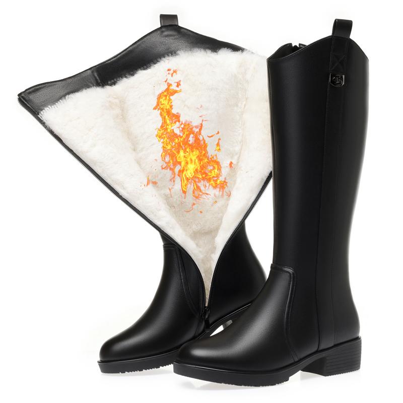 Fashion AIYUQI Women Boots Winter 2025 New Large Size Genuine Leather Women Long Boots Natural Wool Western Cowboy Boots Ladies