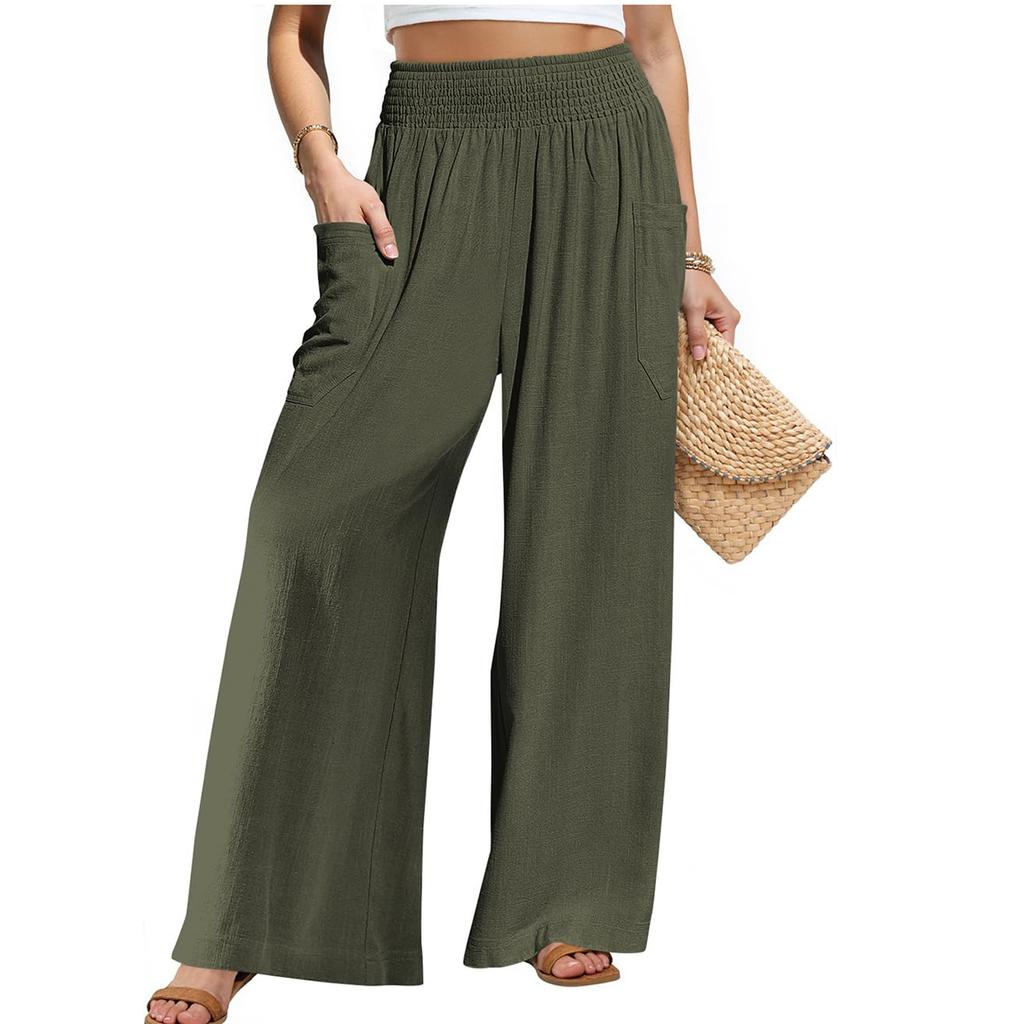 Women's Casual Fashion Solid-Color Loose Straight-Leg Pants