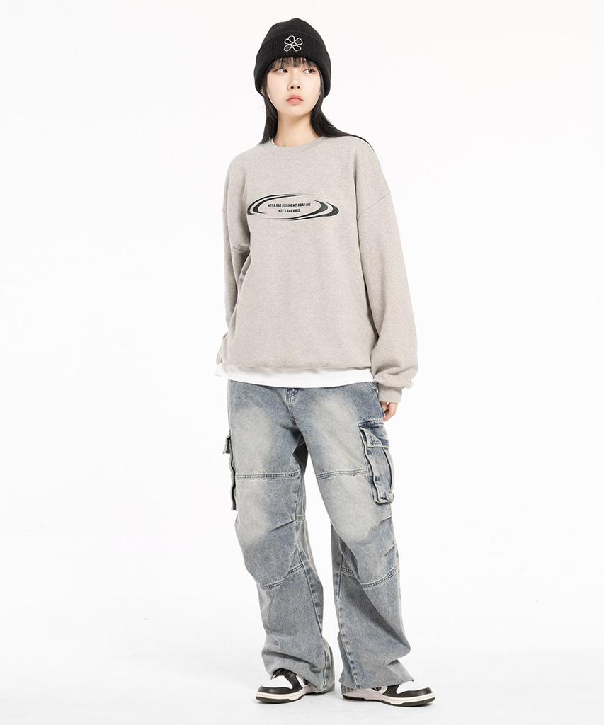 ELIMENO El Not Bad Oversized Sweatshirt Gray (Black)