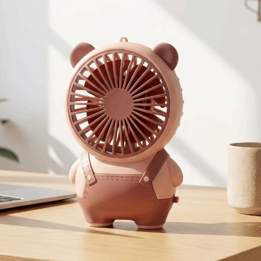 Portable Children's Handheld Fan Bear Shape Handheld Mini Fan Cartoon Bear Fan Student Dormitory