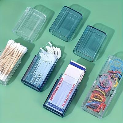 Tragbare transparente Aufbewahrungsbox für Zahnstocher, Zahnseide und Wattestäbchen - Minimalistischer Organizer für kleine Gegenstände