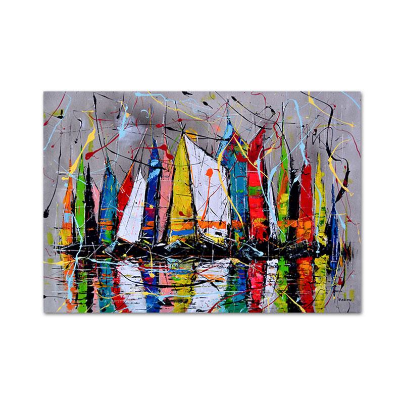 

Абстрактная картина маслом, красочные граффити, парусная лодка, постеры и принты, холст, настенная картина для гостиной, домашний декор, без рамки 21*30cm