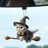 Magic Cat Car Rearview Mirror Accessories, 2D Flat Acrylic Pendant Car Rear View Mirror Charm, Christmas Tree Hanging Ornament, Car Interior