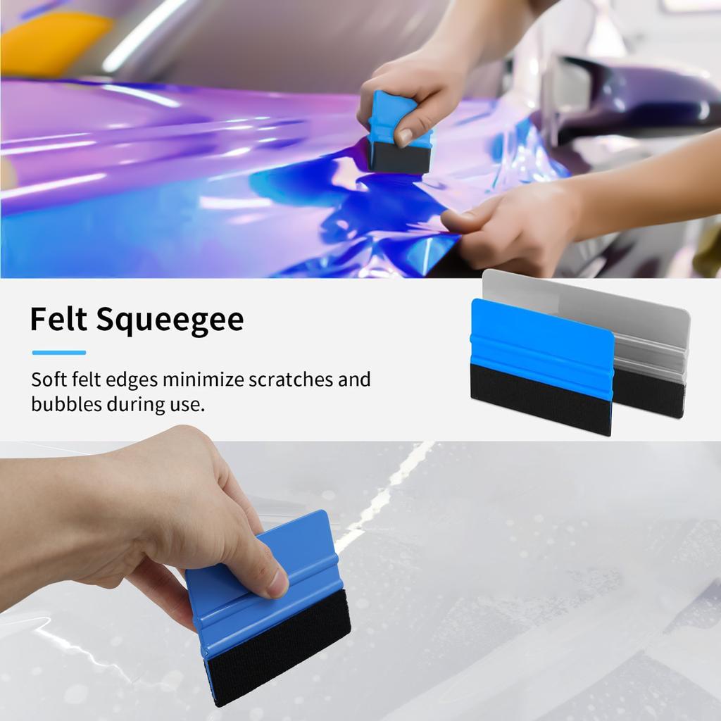 20Pcs Vinyl Wrap Squeegee with Fabric Felt Portable Car Vinyl Scraper Anti Slip Window Film Tint Squeegee Multifunctional Felt