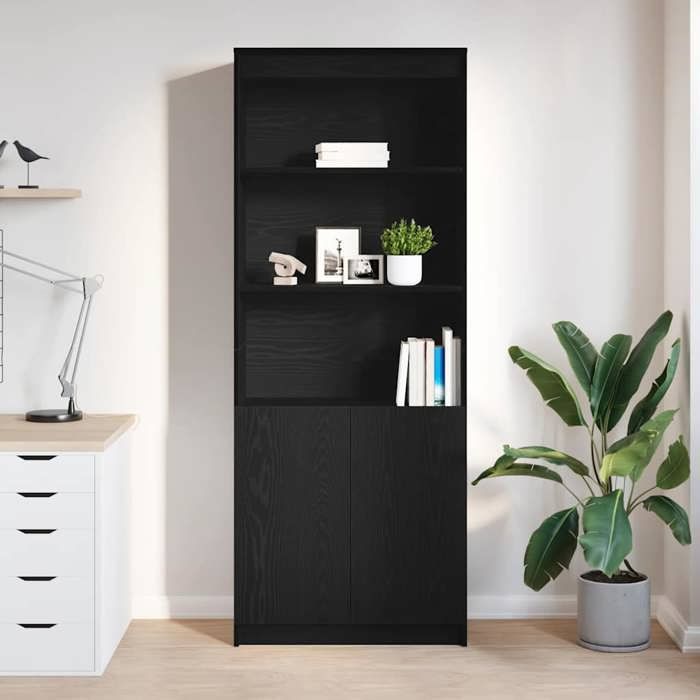 VidaXL Buffet haut chêne noir 70x35x180 cm bois d'ingénierie, armoire, armoire latérale, armoire de rangement haute, armoire 3328472