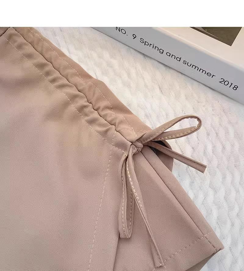 Spring 2024 Women's High-Waist Slim A-Line Pleated Drawstring Skirt