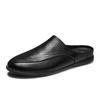 Summer Men Shoes Casual Fashion Mens Loafers Genuine Leather Half Slipper Breathable Slip On Lazy Driving Shoes Men Moccasins