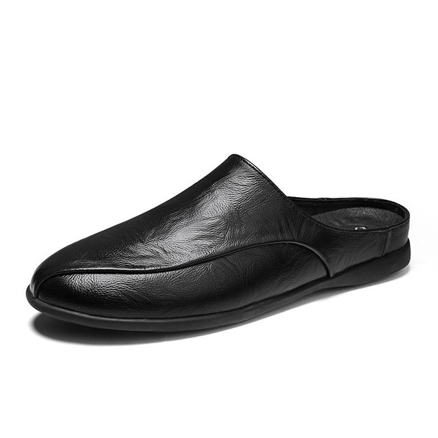 Zapatos de verano para hombre, mocasines casuales de moda para hombre, pantuflas de cuero genuino, transpirables, sin cordones, para conducir, mocasines para hombre