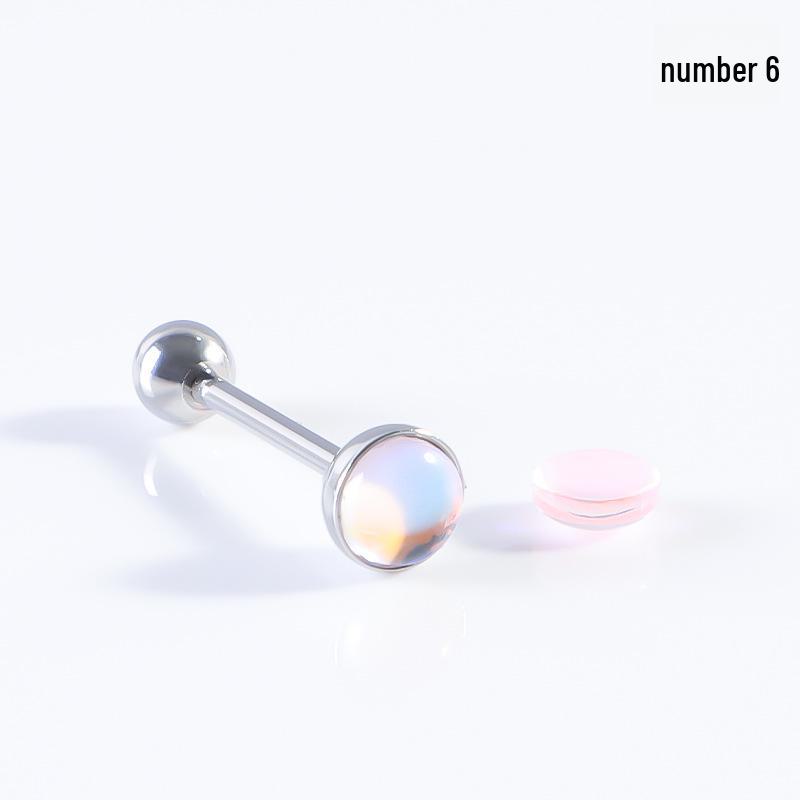 Renkli Buzlu Halter Dil & Kulak Piercingleri - Paslanmaz Çelik Piercing Süsü