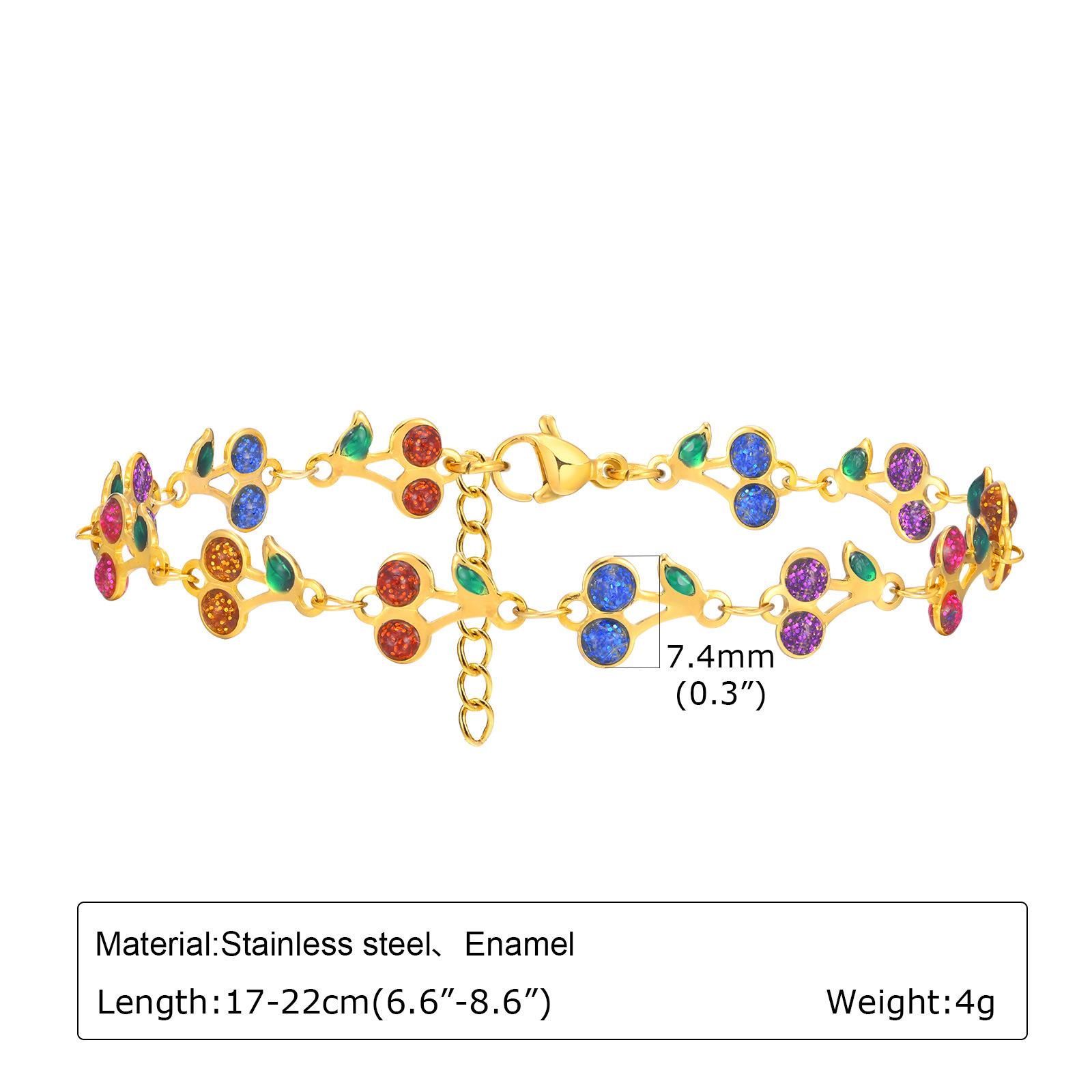 

Stainless Steel Drop Glazed Flower Cherry Heart Butterfly Hollow Bracelet Adjustable Women s Hand Chain Fashion Jewelry Gift