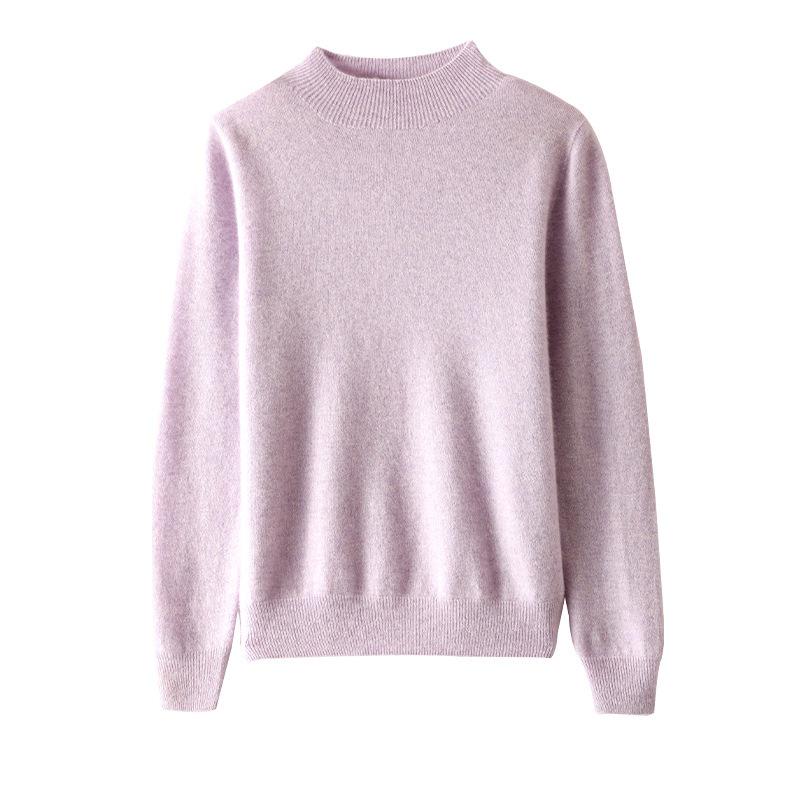 Women's Cashmere Half-High Neck Slim-Fit Sweater – Soft, Smooth, and Stylish Design