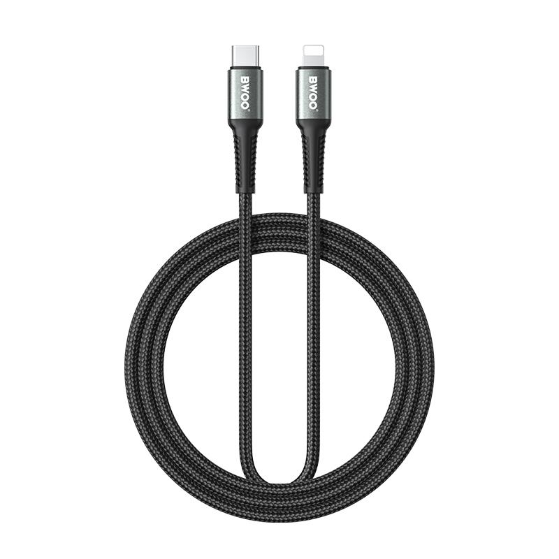 Bwoo Kabel Pleciony Usb-C - Lightning 2M 30W Czarny
