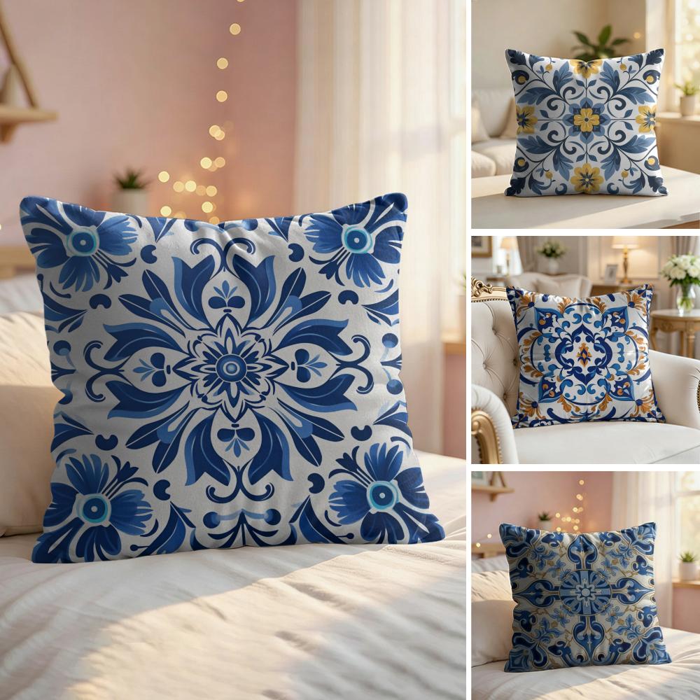Resortstyle Patterns Cushion Cover Natural Linen Organic Fabric DoubleSided Printing Couch Pillow Covers Home Decor