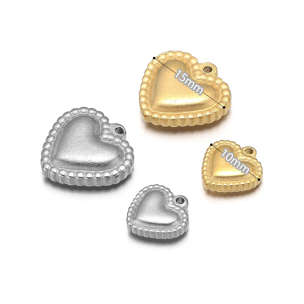 5pcs Stainless Steel 10mm 15mm Classical Heart Charms Pendant for DIY Jewelry Women Necklace Findings Earrings Making Supplies