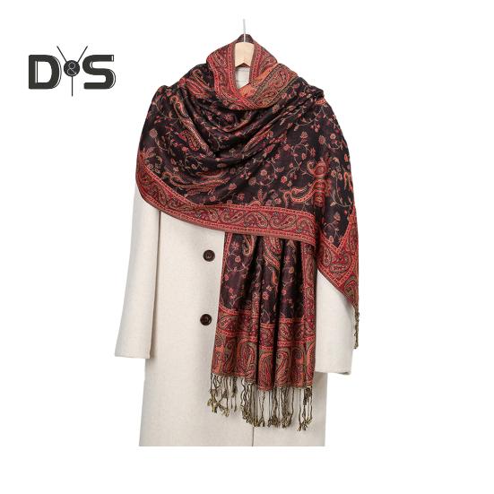 

Женский шарф с принтом цветов кешью, шаль с кисточками, для ежедневного свидания на улице, отпуска, мягкая текстурированная шаль