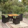 Day and Night - Day and Night 5-piece Garden Dining Set with Black Synthetic Rattan Cushions