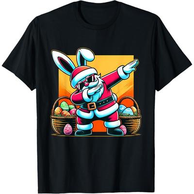 Dabbing Easter Bunny Santa Claus T-Shirt