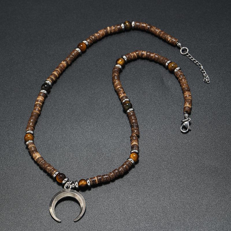 Boho Korálkový Kokosový Vintage Náhrdelník Slitina Doplňky Tyrkysový Půlměsíc Náhrdelník Muži