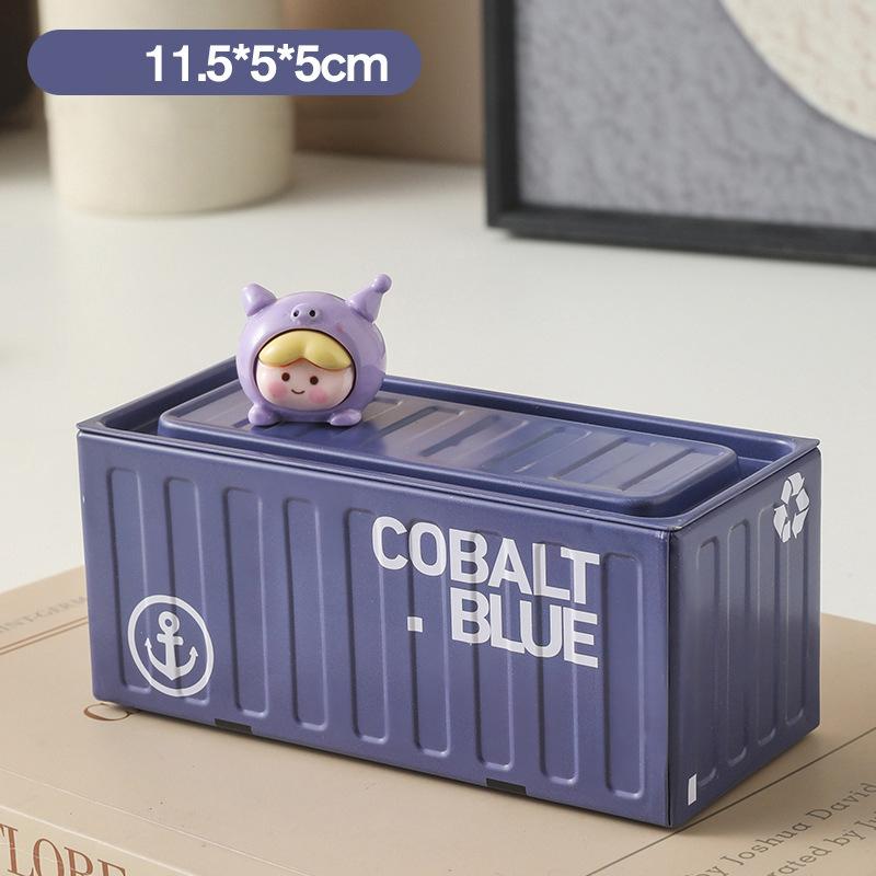 1pc Container Desktop Storage Box Stackable With Cover Coin Small Items Box Scene Figurine Living Room Bedroom Office Organizer