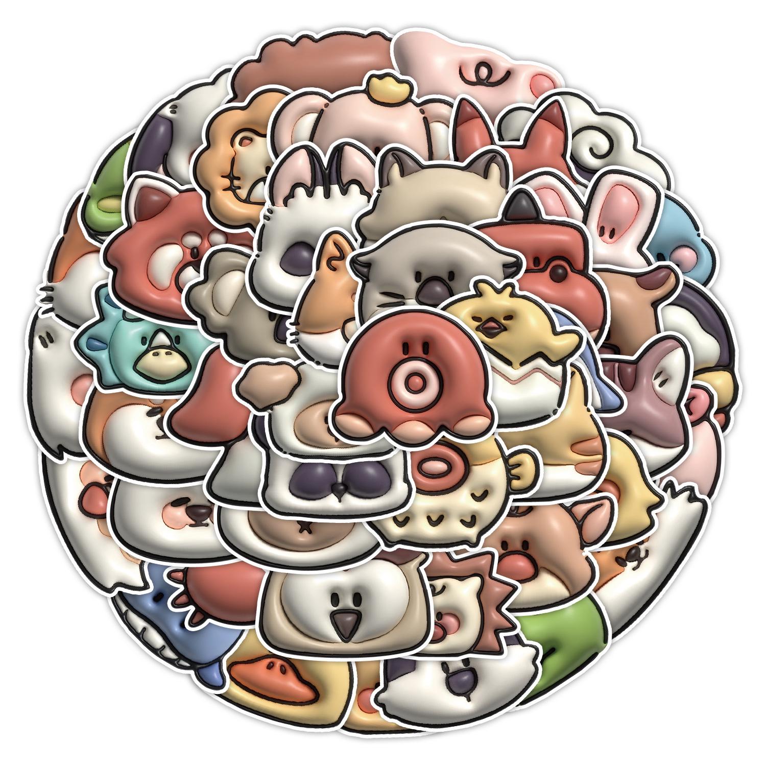 50PCS Cute 3D Cartoon Animal Stickers: Waterproof Decor for Refrigerator, Guitar, and Phone